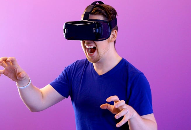 person with a VR